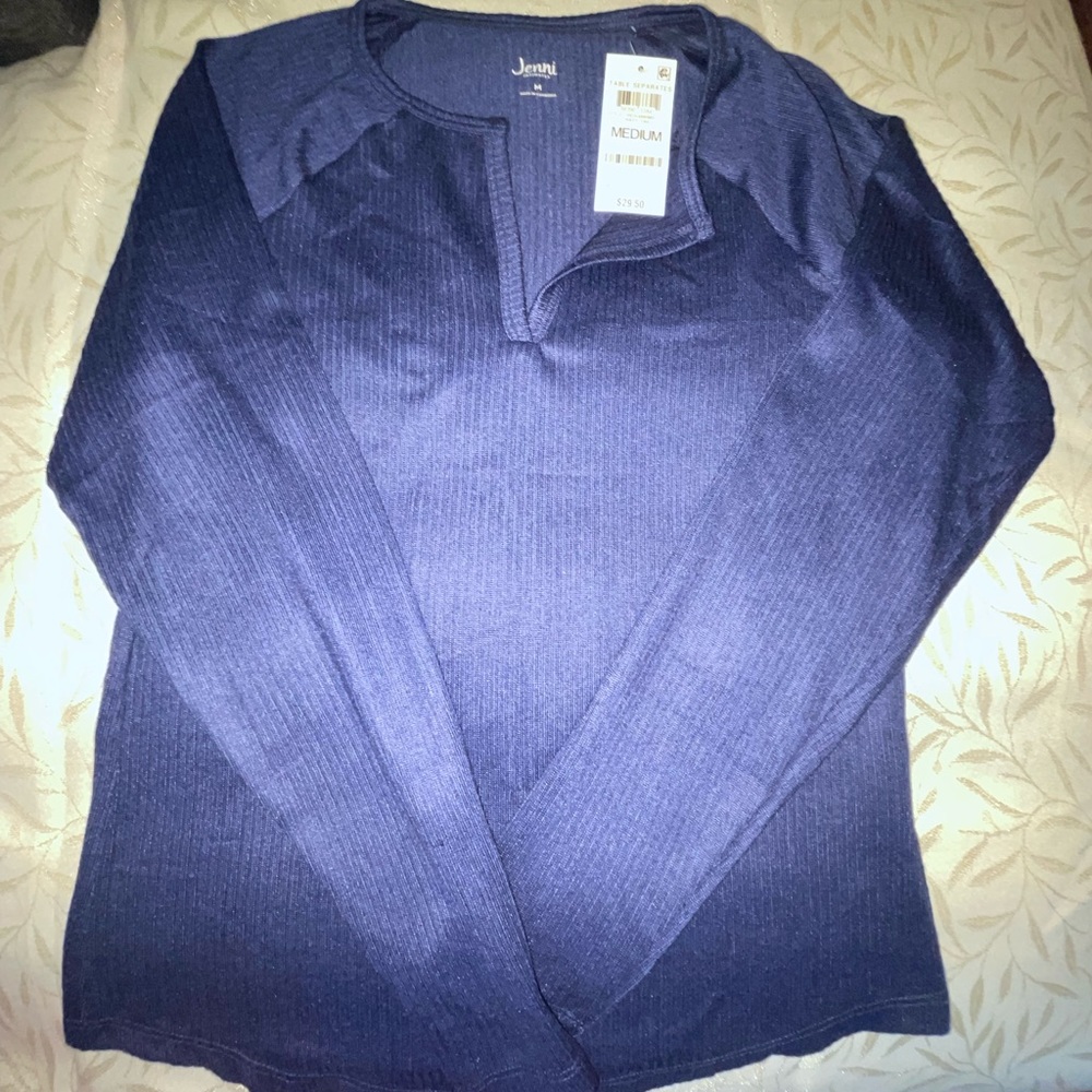 Jenni Intimates Ribbed Long Sleeve Size: M